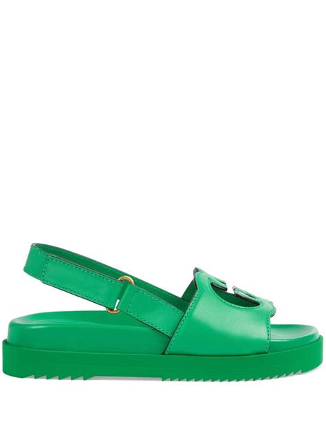 gucci sandal green|Gucci interlock sandals.